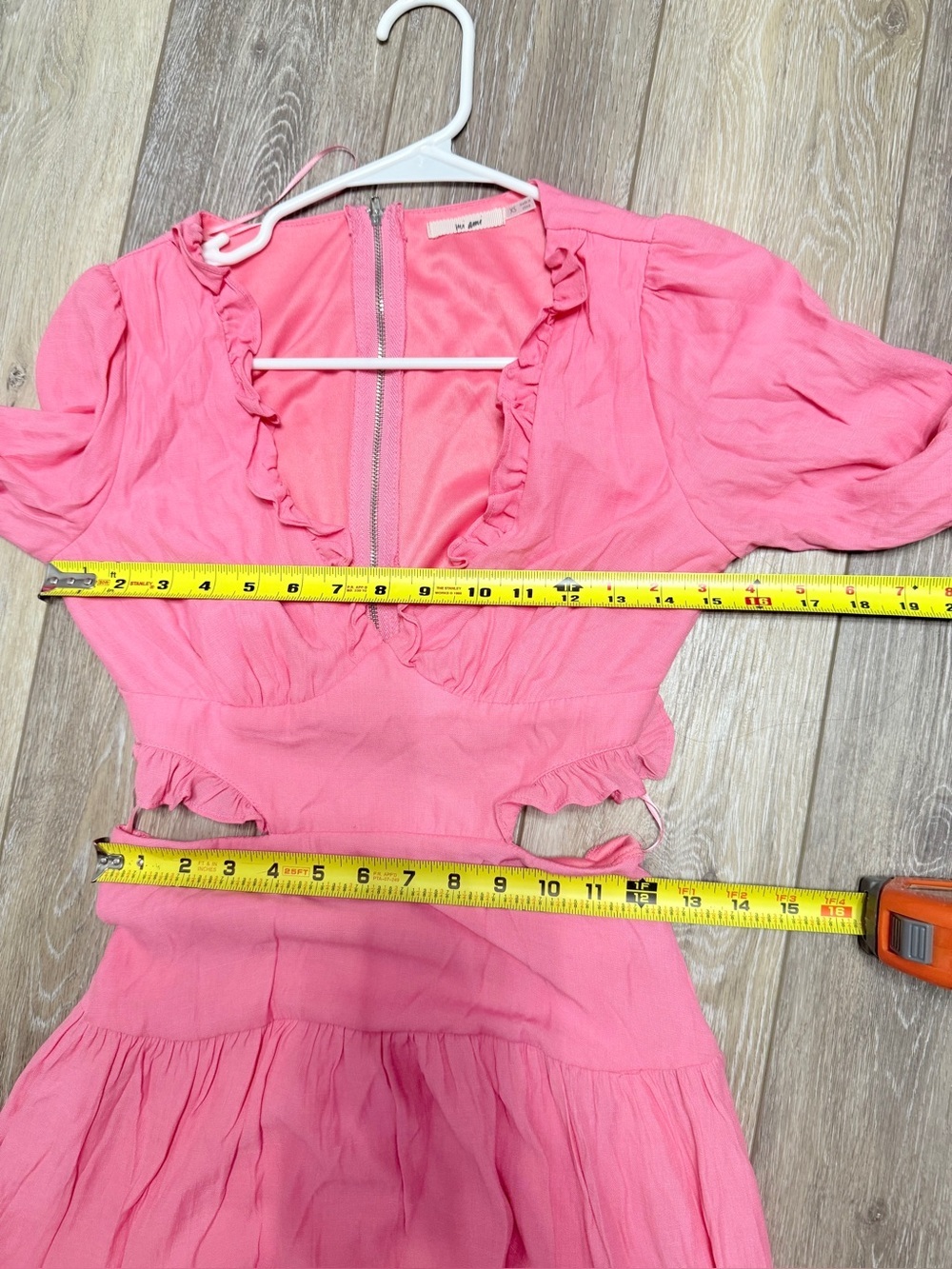 NWOT  Pink Ruffle Cutout Mini Dress - Picture 5 of 9